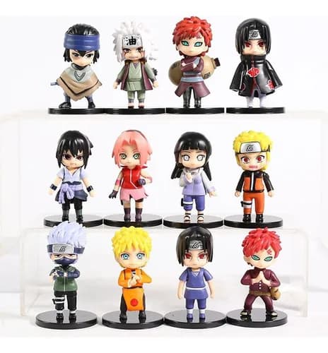 Kit 12 Bonecos Naruto Action Figure Sasuke Itachi Jiraya