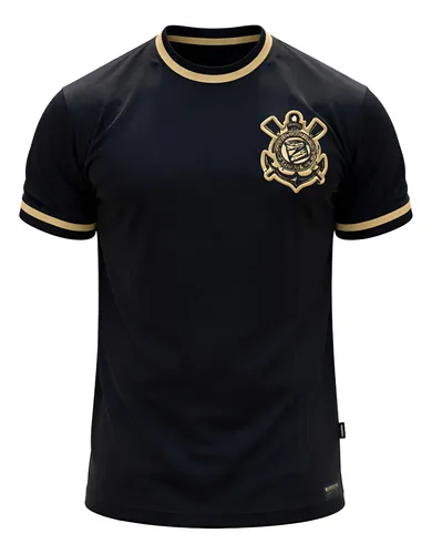 Camiseta Corinthians Torcedor Escudo Gold Bordado Masculino