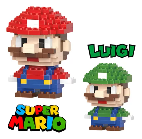 Mini Bloco De Montar Kit Mario E Luigi 385 Peças - Bricks 221 Mini Bloco De Montar Kit Mario E Luigi Dos Game 385 Peças