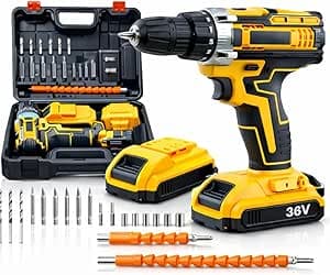 Furadeira e Parafusadeira de Impacto Sem Fio com LED 2 Baterias Recarregáveis Bi-volt e Acessórios Maleta Completa para Uso Profissional e Doméstico Linha Premium