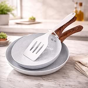 Conjunto Kit de Frigideiras Lecce com Indução 20cm e 24cm com Espátula de Silicone | Antiaderente Cerâmico Premium – Cozinha Sem Grudar, Design Elegante Cabo Soft Touch e Alta Durabilidade