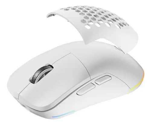 Mouse Gamer Sem Fio Rgb, Tri-modes Bt5.1/tipo C/2.4g Com 12800 Dpi, Programável Mouse Wireless Com Capa Removível, Recarregável Ergonomico Mouse Para Pc/mac Branco