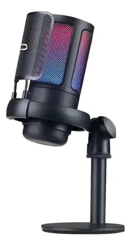 Microfone Condensador Rgb Alta Sensibilidade Usb Gamer Strea