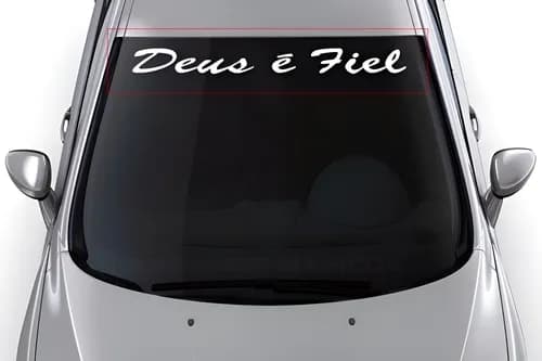 Adesivo Faixa De Parabrisa Personalizado Tunado Deus É Fiel Branco
