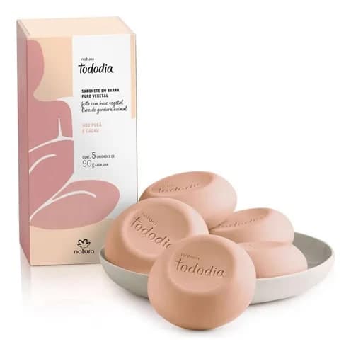 Sabonete Natura todoDia noz pecan e cacau em barra 5 unidades 90g cada
