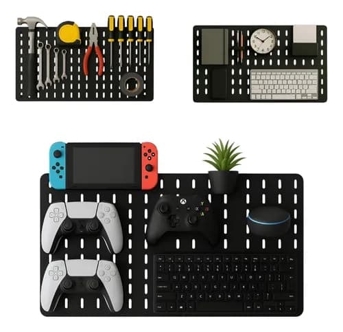 Pegboard Premium Mdf Setup Gamer Home Office Preto Deitado