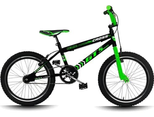 Bicicleta Aro 20 BMX aero cross infantil GT Sprint Cross R20 Freio V-Brake Preto e Verde