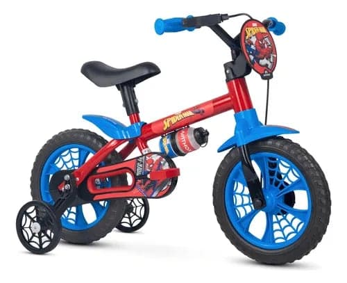 Bicicleta Infantil Homem Aranha Aro 12 Vermelha Nathor Spider Man