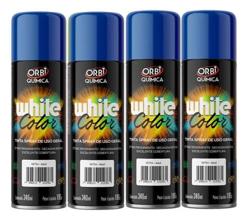 Kit 4 Tinta Spray Todas As Cores Metal Plastico Parede Cores