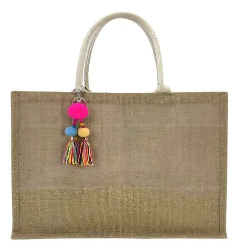 Bolsa de Praia Grande Palha Sintética MM BAGS com Zíper e Alças Reforçadas