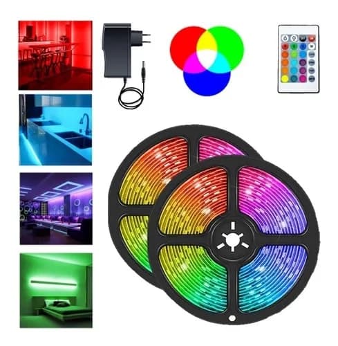 10m Luz Fita Led Colorida 3528 Rgb Quarto Sala Escritório