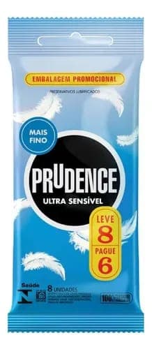 Preservativo Masculino Lubrificado Ultra Sensível Prudence 8 unidades
