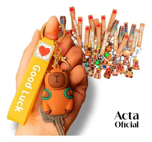 Kit 10 Chaveiros Capivara De Borracha Silicone Sortidos Cor Marrom-claro capirava de borracha