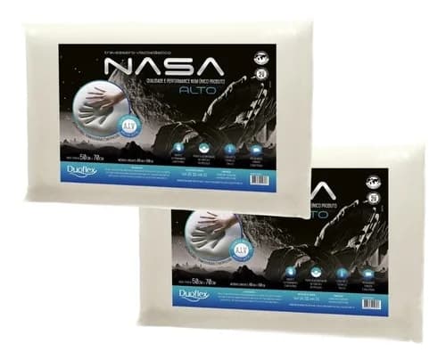 Duoflex Nasa X Alto travesseiro Tradicional 60cm 40cm kit 2 unidades cor branco