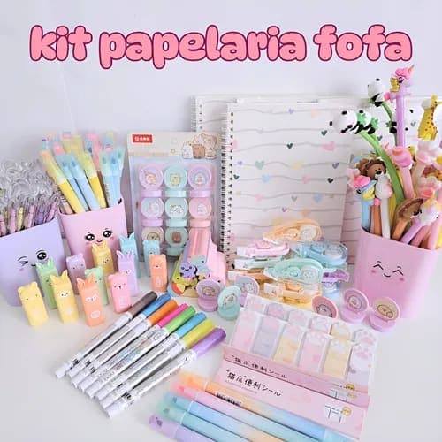 Kit Papelaria Fofa Kawaii 10 Itens Presente Criativo Menina