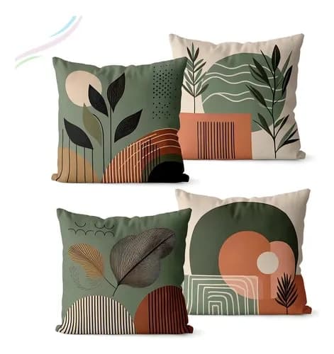 Kit 4 Capas De Almofadas Decorativas Com Zíper 42 X 42 Cm 09 Cor Verde-escuro Cor 31