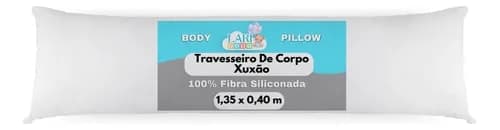 Travesseiro de Corpo Laribaby Antialérgico Xuxão com Fronha e Zíper Branco 1,35 x 0,40 m 100% Silicone