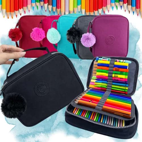 Kit Estojo Escolar + 12 Lápis Volta Aulas Material Escolares