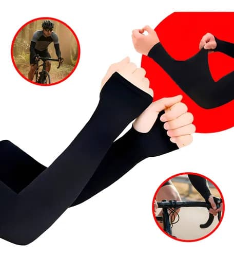 Manguito Braço Proteção Solar Uv50+ Moto Manga Ciclismo Bike Unico Preto