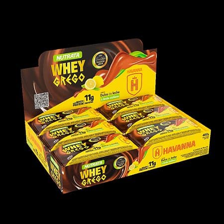 Whey Grego Bar Havanna & Limão Siciliano - Nutrata Display C/ 12 Barras de 40g